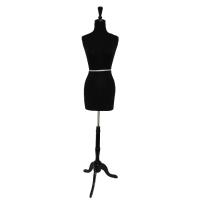 Female Dressmakers Mannequin Classic with Wooden Stand - Black Fabric
