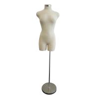Female Dressmakers Mannequin Modern - Linen Fabric Torso on Metal Stand