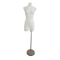 Female Mannequin Torso with Adjustable Stand - White Plastic