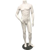 Male Headless Mannequin with Glass Stand #1 - White