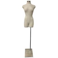 Female Dressmakers Mannequin Modern - Linen Fabric Torso on Sloping metal base