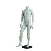 Male Headless Mannequin with Glass Stand #4 - White