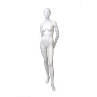 Female Full Body  Mannequin Hands Behind Back Pose on Glass Base - Matt White Pose Lyd #3