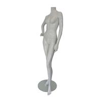 Female Headless Mannequin with Hand on Hip Pose on Glass Base - Gloss White #2A